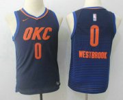 Cheap Youth Oklahoma City Thunder #0 Russell Westbrook Navy Blue 2017-2018 Nike Swingman Stitched NBA Jersey