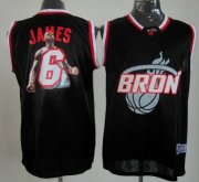 Wholesale Cheap Miami Heat #6 LeBron James Black Notorious Fashion Jersey