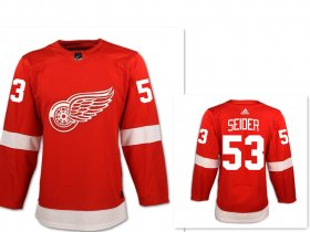 Wholesale Cheap Men\'s Detroit Red Wings #53 Moritz Seider Red Home Hockey Stitched NHL Jersey