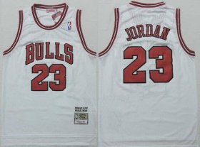 Wholesale Cheap Men\'s Chicago Bulls #23 Michael Jordan 1997-98 White Hardwood Classics Soul Swingman Throwback Jersey