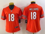 Cheap Women's Chicago Bears #18 Caleb Williams Orange 2024 Draft Vapor Football Stitched Jersey(Run Small)
