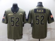 Wholesale Cheap Men's Los Angeles Chargers #52 Khalil Mack Olive Salute To Service Limited Stitched Jersey
