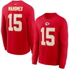 Wholesale Cheap Kansas City Chiefs #15 Patrick Mahomes Nike Player Name & Number Long Sleeve T-Shirt Red