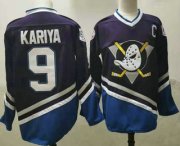 Wholesale Cheap Men's Anaheim Ducks #9 Paul Kariya 1995-96 Purple CCM Vintage Throwback Jersey