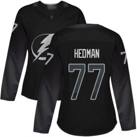 Wholesale Cheap Adidas Lightning #77 Victor Hedman Black Alternate Authentic Women\'s Stitched NHL Jersey