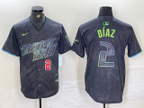 Cheap Men's Tampa Bay Rays #2 Yandy Diaz Number Charcoal 2024 City Connect Limited Stitched Jerseys