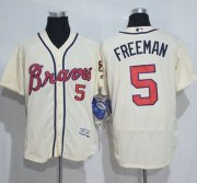 Wholesale Cheap Braves #5 Freddie Freeman Cream Flexbase Authentic Collection Stitched MLB Jersey