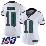 Wholesale Cheap Nike Eagles #18 Jalen Reagor White Women's Stitched NFL 100th Season Vapor Untouchable Limited Jersey