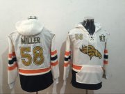 Wholesale Cheap Men's Denver Broncos #58 Von Miller NEW White Super Bowl 50TH Patch Pocket Stitched NFL Pullover Hoodie