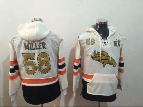 Wholesale Cheap Men\'s Denver Broncos #58 Von Miller NEW White Super Bowl 50TH Patch Pocket Stitched NFL Pullover Hoodie