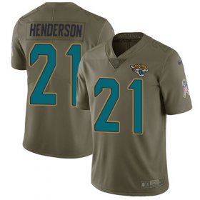 Wholesale Cheap Nike Jaguars #21 C.J. Henderson Olive Youth Stitched NFL Limited 2017 Salute To Service Jersey