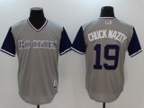 Wholesale Cheap Men Colorado Rockies 19 Chuck nazty Gray Game Legend Edition MLB Jersey