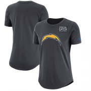 Wholesale Cheap NFL Women's Los Angeles Chargers Nike Anthracite Crucial Catch Tri-Blend Performance T-Shirt