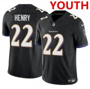 Cheap Youth Baltimore Ravens #22 Derrick Henry Black 2023 F.U.S.E. Football Stitched Jersey
