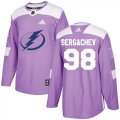Wholesale Cheap Adidas Lightning #98 Mikhail Sergachev Purple Authentic Fights Cancer Stitched Youth NHL Jersey