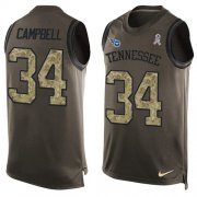 Wholesale Cheap Nike Titans #34 Earl Campbell Green Men's Stitched NFL Limited Salute To Service Tank Top Jersey