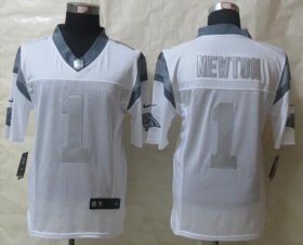 Wholesale Cheap Nike Panthers #1 Cam Newton White Men\'s Stitched NFL Limited Platinum Jersey