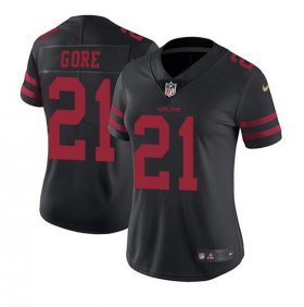Wholesale Cheap Women\'s San Francisco 49ers #21 Frank Gore Black Stitched Jersey