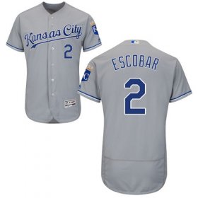 Wholesale Cheap Royals #2 Alcides Escobar Grey Flexbase Authentic Collection Stitched MLB Jersey