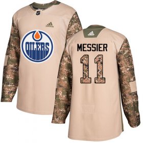 Wholesale Cheap Adidas Oilers #11 Mark Messier Camo Authentic 2017 Veterans Day Stitched NHL Jersey