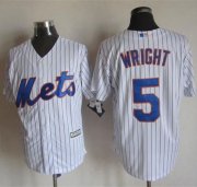Wholesale Cheap Mets #5 David Wright White(Blue Strip) New Cool Base Stitched MLB Jersey
