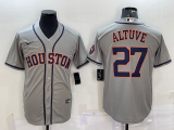 Wholesale Cheap Men's Houston Astros #27 Jose Altuve Grey With Patch Stitched MLB Cool Base Nike Jersey