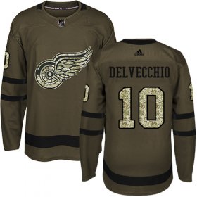 Wholesale Cheap Adidas Red Wings #10 Alex Delvecchio Green Salute to Service Stitched NHL Jersey