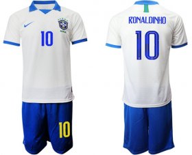 Wholesale Cheap Brazil #10 Ronaldinho White Soccer Country Jersey