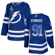 Wholesale Cheap Adidas Lightning #91 Steven Stamkos Blue Home Authentic Drift Fashion 2020 Stanley Cup Final Stitched NHL Jersey
