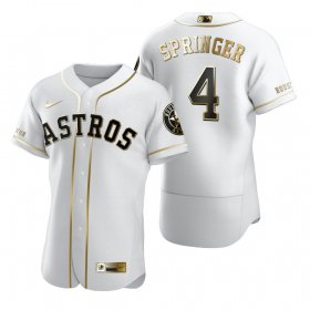 Wholesale Cheap Houston Astros #4 George Springer White Nike Men\'s Authentic Golden Edition MLB Jersey