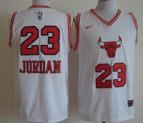 Wholesale Cheap Men\'s Chicago Bulls #23 Michael Jordan White Bull Head Fashion Stitched NBA Nike Swingman Jersey