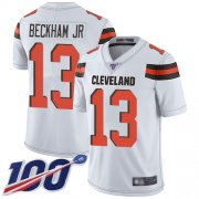 Wholesale Cheap Nike Browns #13 Odell Beckham Jr White Youth Stitched NFL 100th Season Vapor Limited Jersey