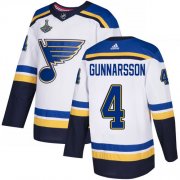 Wholesale Cheap Adidas Blues #4 Carl Gunnarsson White Road Authentic 2019 Stanley Cup Champions Stitched NHL Jersey
