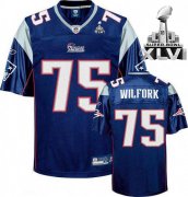 Wholesale Cheap Patriots #75 Vince Wilfork Dark Blue Super Bowl XLVI Embroidered NFL Jersey