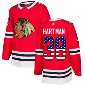Wholesale Cheap Adidas Blackhawks #38 Ryan Hartman Red Home Authentic USA Flag Stitched Youth NHL Jersey