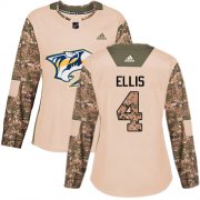 Wholesale Cheap Adidas Predators #4 Ryan Ellis Camo Authentic 2017 Veterans Day Women's Stitched NHL Jersey