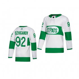 Wholesale Cheap Adidas Maple Leafs #92 Igor Ozhiganov White 2019 St. Patrick\'s Day Authentic Player Stitched Youth NHL Jersey