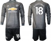 Wholesale Cheap Men 2020-2021 club Manchester united away long sleeve 18 black Soccer Jerseys