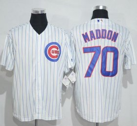 Wholesale Cheap Cubs #70 Joe Maddon White(Blue Strip) New Cool Base Stitched MLB Jersey