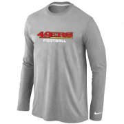 Wholesale Cheap Nike San Francisco 49ers Authentic Font Long Sleeve T-Shirt Grey
