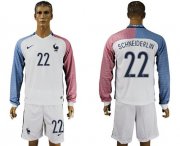 Wholesale Cheap France #22 Schneiderlin Away Long Sleeves Soccer Country Jersey