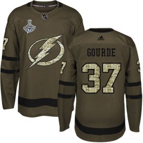 Cheap Adidas Lightning #37 Yanni Gourde Green Salute to Service Youth 2020 Stanley Cup Champions Stitched NHL Jersey
