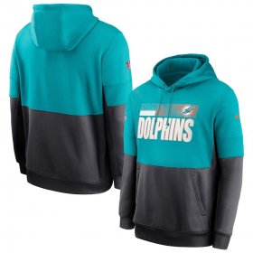 Wholesale Cheap Miami Dolphins Nike Sideline Impact Lockup Performance Pullover Hoodie Aqua Charcoal