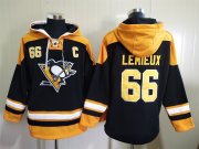 Wholesale Cheap Men's Pittsburgh Penguins #66 Mario Lemieux Black Ageless Must Have Lace Up Pullover Hoodie