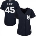 Wholesale Cheap Yankees #45 Gerrit Cole Navy Blue Alternate Women's Stitched MLB Jersey