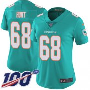Wholesale Cheap Nike Dolphins #68 Robert Hunt Aqua Green Team Color Women's Stitched NFL 100th Season Vapor Untouchable Limited Jersey