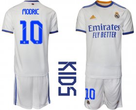 Wholesale Cheap Youth 2021-2022 Club Real Madrid home white 10 Soccer Jerseys