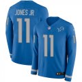 Wholesale Cheap Nike Lions #11 Marvin Jones Jr Blue Team Color Men's Stitched NFL Limited Therma Long Sleeve Jersey