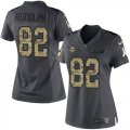 Wholesale Cheap Nike Vikings #82 Kyle Rudolph Black Women's Stitched NFL Limited 2016 Salute To Service Jersey