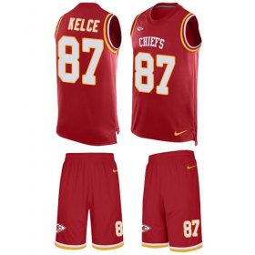 Wholesale Cheap Nike Chiefs #87 Travis Kelce Red Team Color Men\'s Stitched NFL Limited Tank Top Suit Jersey